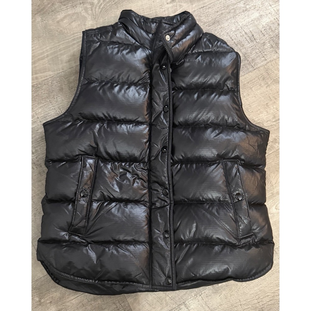 J.CREW Black Down Feathers Insulated Puffer Vest Jacket Womens Medium Pockets